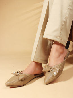 Carlton London - Women Khaki Casual Slip On Mules