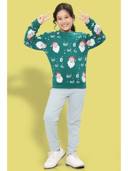 Ninos Dreams - Christmas Full Sleeves Girls All Over Ho Ho Printed Sweatshirt