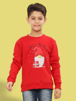 Ninos Dreams - Red Full Sleeves Santa Printed Boys Christmas Sweatshirt
