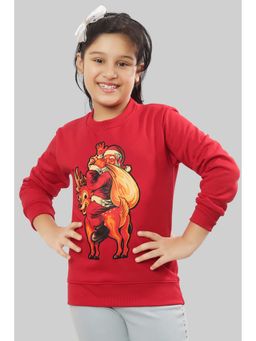 Ninos Dreams - Santa On Reindeer Print Girls Full Sleeves Christmas Sweatshirt