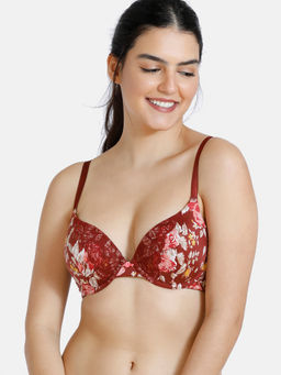 Zivame - Lady Isabella Push Up Wired Medium Coverage Bra-Red Floral