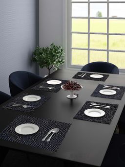 Saral Home - Unique Quality Viscose Dining Table Kitchen Placemats Pack of 6 (34 x 45 Cm Blue)