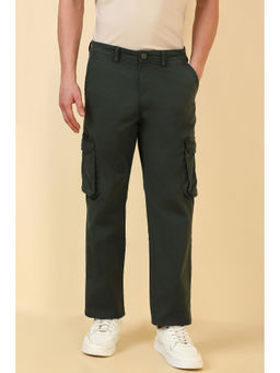 Allen Solly - Green Solid Regular Fit Trouser