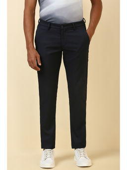 Allen Solly - Navy Blue Solid Slim Fit Trouser