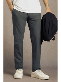 Louis Philippe - Grey Solid Tapered Fit Trouser