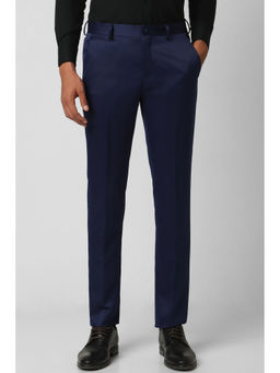 Van Heusen - Navy Blue Solid Slim Fit Trouser