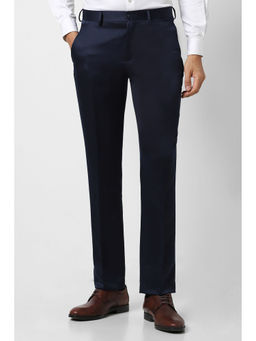 Van Heusen - Navy Blue Solid Slim Fit Trouser