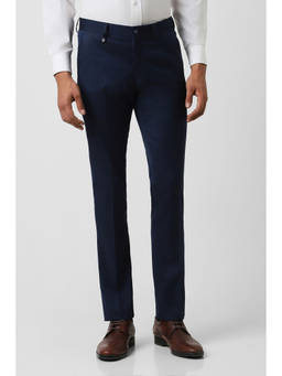 Van Heusen - Navy Blue Solid Slim Fit Trouser