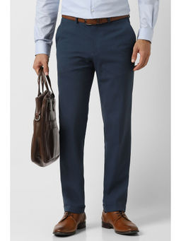 Van Heusen - Navy Blue Solid Slim Fit Trouser