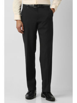 Van Heusen - Black Solid Regular Fit Trouser