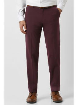 Van Heusen - Wine Solid Slim Fit Trouser