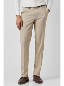 Van Heusen - Beige Solid Slim Fit Trouser