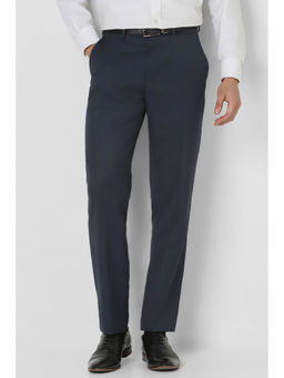 Van Heusen - Navy Blue Solid Regular Fit Trouser