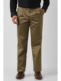 Van Heusen - Khaki Solid Regular Fit Trouser