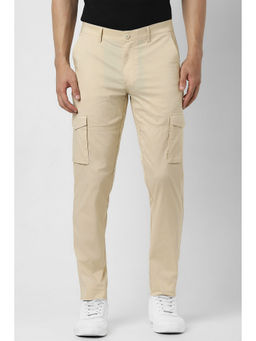 Van Heusen - Beige Solid Regular Fit Trouser