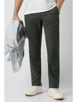 Van Heusen - Green Solid Slim Fit Trouser
