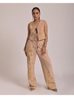 The Missy Co. - Floral Embroidered Clover Beige Pant