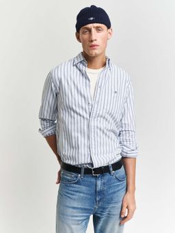 GANT - Men Blue Striped Button-Down Collar Full Sleeves Shirt