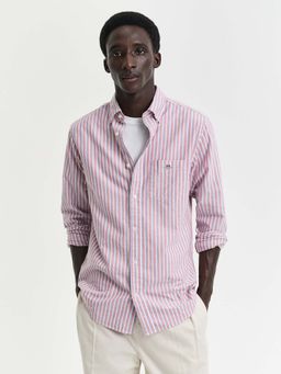 GANT - Men Red Striped Button-Down Collar Full Sleeves Shirt