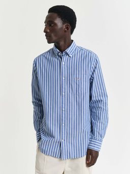 GANT - Men Blue Striped Button-Down Collar Full Sleeves Shirt