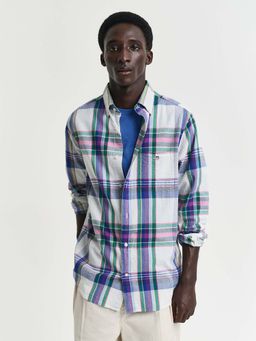 GANT - Men White Checked Button-Down Collar Full Sleeves Shirt
