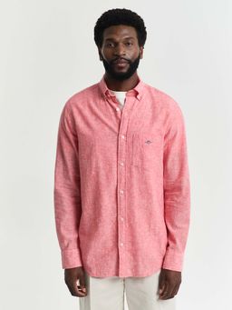 GANT - Men Pink Solid Button-Down Collar Full Sleeves Shirt
