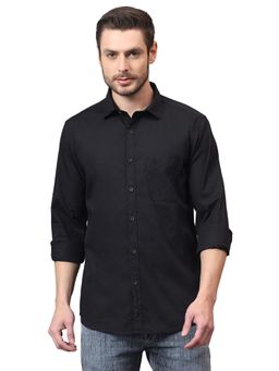 Cantabil - Men Black Solid Full Sleeves Casual Shirt