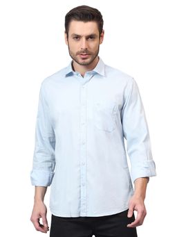 Cantabil - Men Sky Blue Solid Full Sleeves Casual Shirt