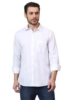 Cantabil - Men White Solid Full Sleeves Casual Shirt