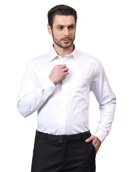 Cantabil - Men White Solid Full Sleeves Formal Shirt