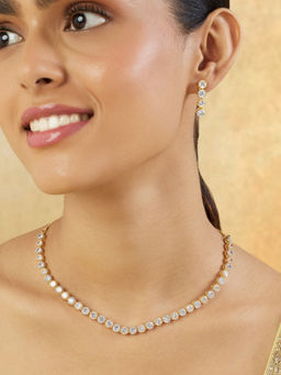 Indinoor - Zircon Tennis Gold Jewellery Set