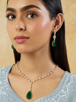 Indinoor - Emerald Zircon Gold Jewellery Set