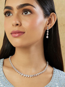 Indinoor - Tennis Zircon Silver Jewellery Set