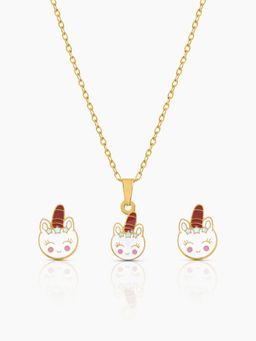 SWASHAA - Kid'S Smiley Unicorn 18K Gold Plated Jewellery Set