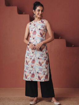 Jaipur Kurti - Women Multi-Color Floral Printed Sleeveless Kurta