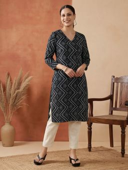 Jaipur Kurti - Women Grey Floral Printed Straight Kurta