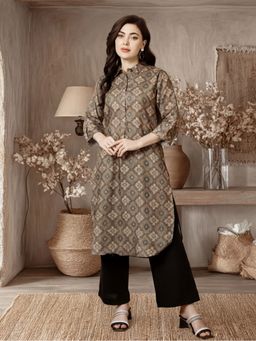 Jaipur Kurti - Women Olive Ethnic Motif Straight Kurta
