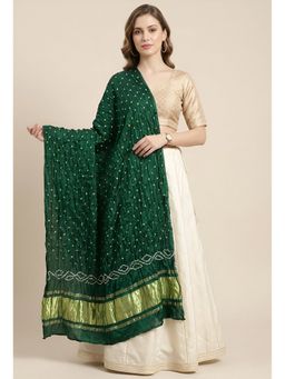 MUFFLY - Gajji Silk Bandhani Inspired Green Dupatta