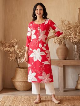 Jaipur Kurti - Women Floral Red Printed Kurta