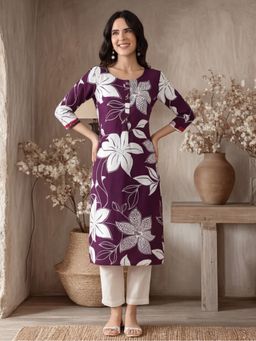 Jaipur Kurti - Women Floral Blue Printed Kurta