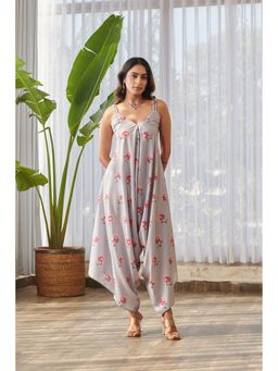 Pasha India - Grey Draped Palazzo Jumpsuit