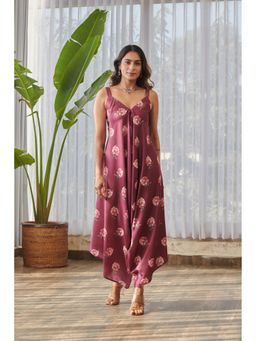 Pasha India - Burgundy Draped Palazzo Jumpsuit