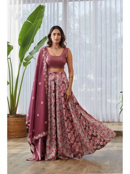Pasha India - Multi-Color Gulposh Kali Lehenga with Blouse and Dupatta