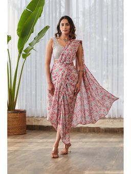 Pasha India - Pale Grey Lungi Saree Skirt with Stitched Blouse