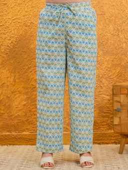 ARAMYA - Women Multi-Color Cotton Floral Wide Pant