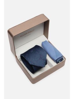 Allen Solly - Men Navy Blue Embroidered Party Tie & Pocket Square