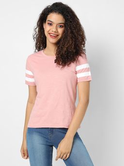 PINACOLADA - Women Solid Pink Stylish Casual T-Shirt