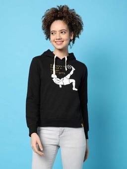 Campus Sutra - Womens Black Printed Sweatshirt