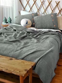 Nautica - 100% Cotton Bedsheet with 2 Pillow Covers with 4 Layers Seersucker