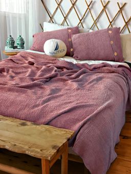 Nautica - 100% Cotton Bedsheet with 2 Pillow Covers with 4 Layers Seersucker